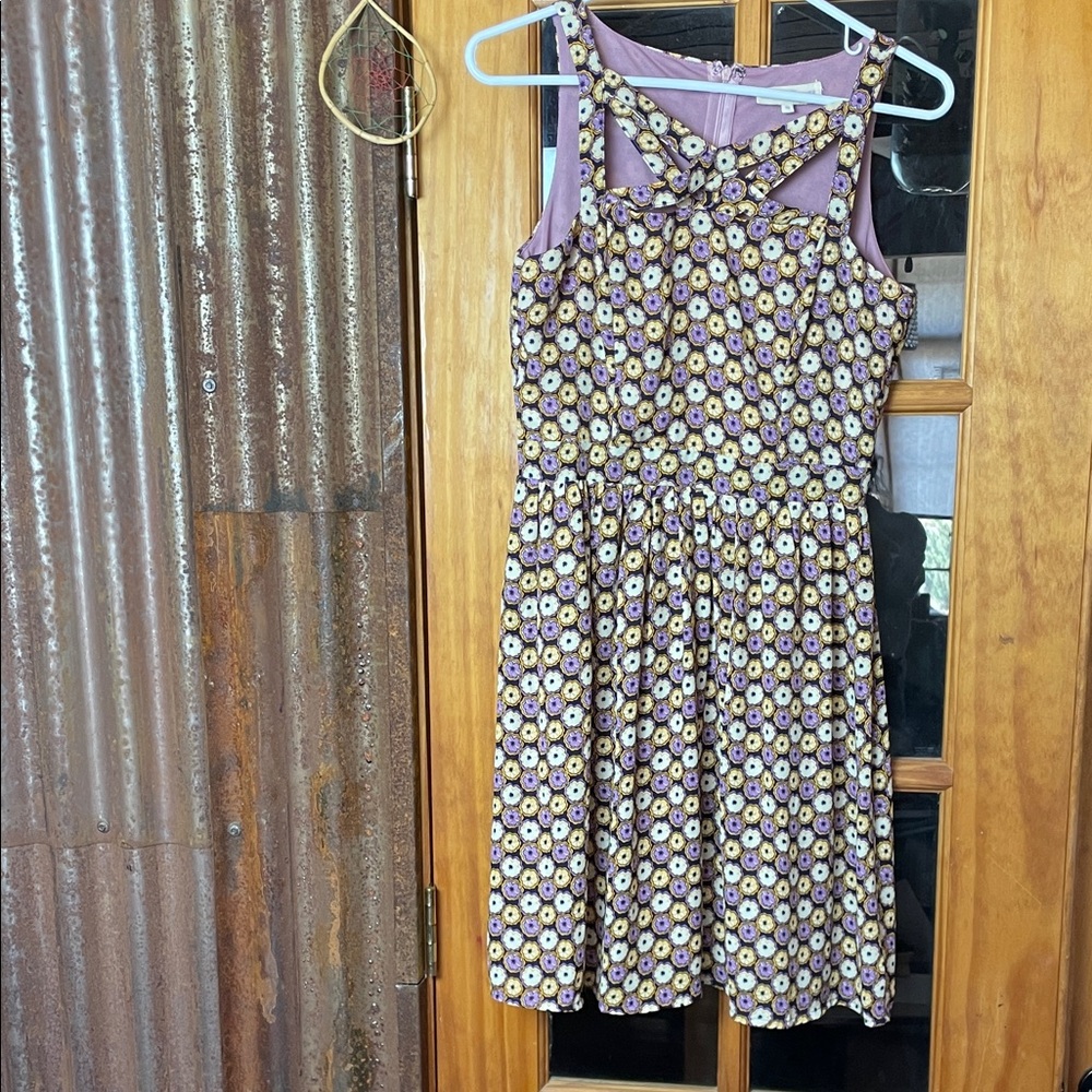 Altar'd State purple, yellow, and cream floral dress, Size M
